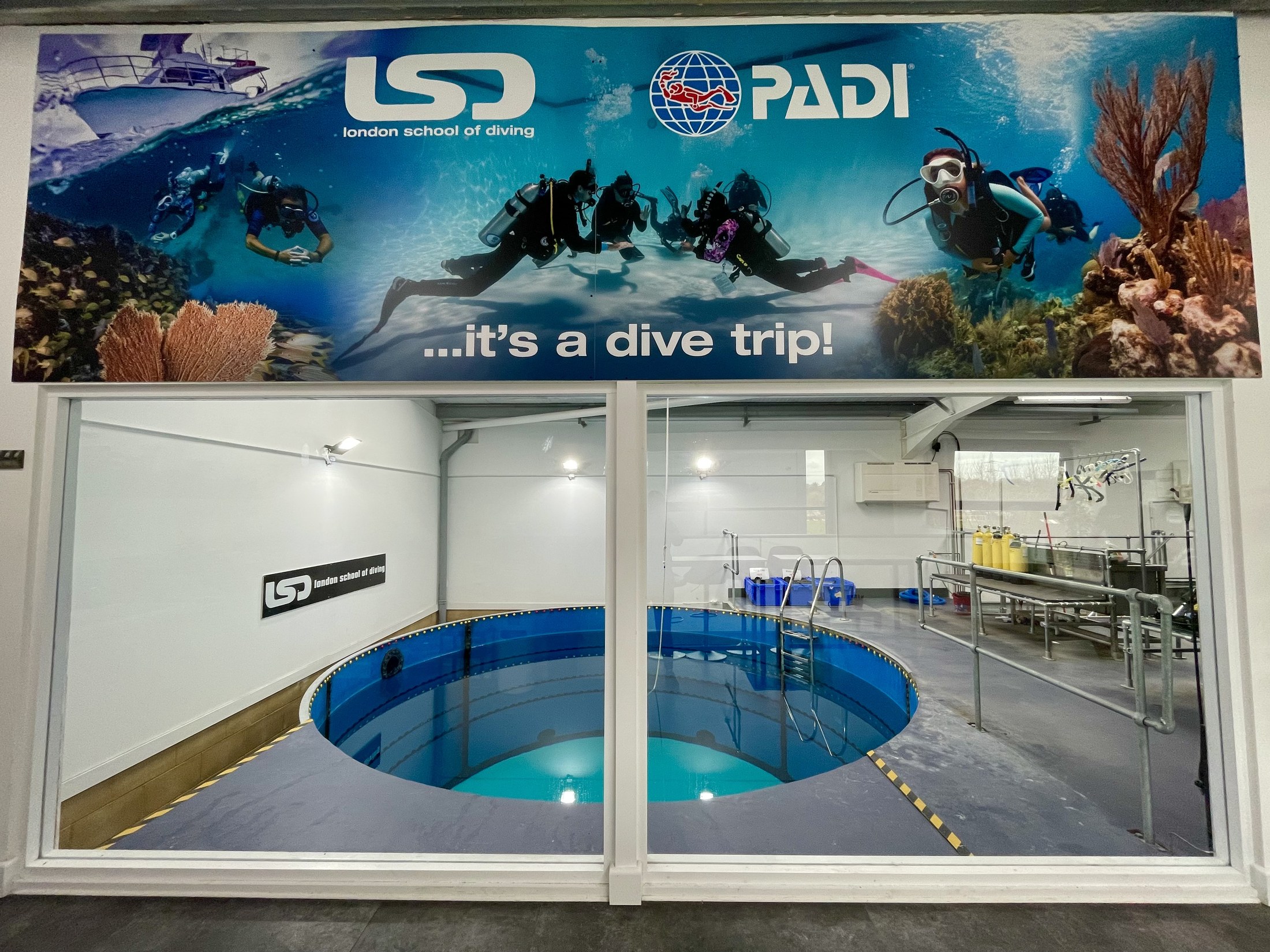 London School of Diving purpose-built indoor training pool in Chertsey